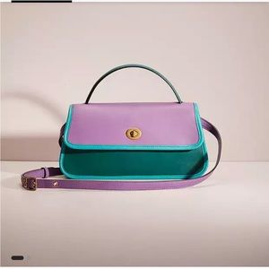 COACH Restored Turnlock Clutch In Colorblock (VIOLET/TEAL/BLUE)